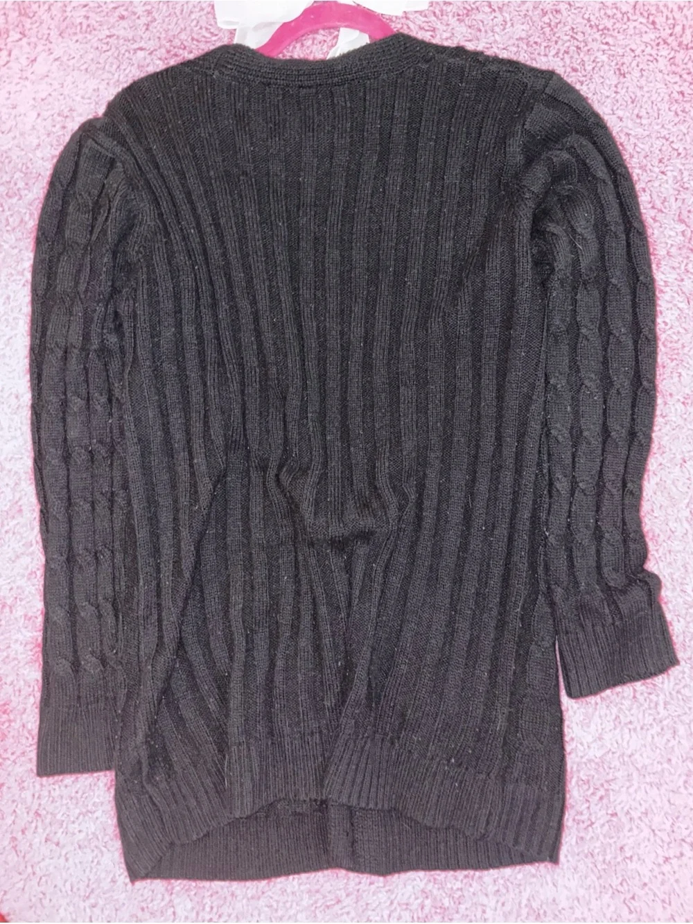 Black Cable-Knit Button Cardigan Sweater - Picture 3 of 3